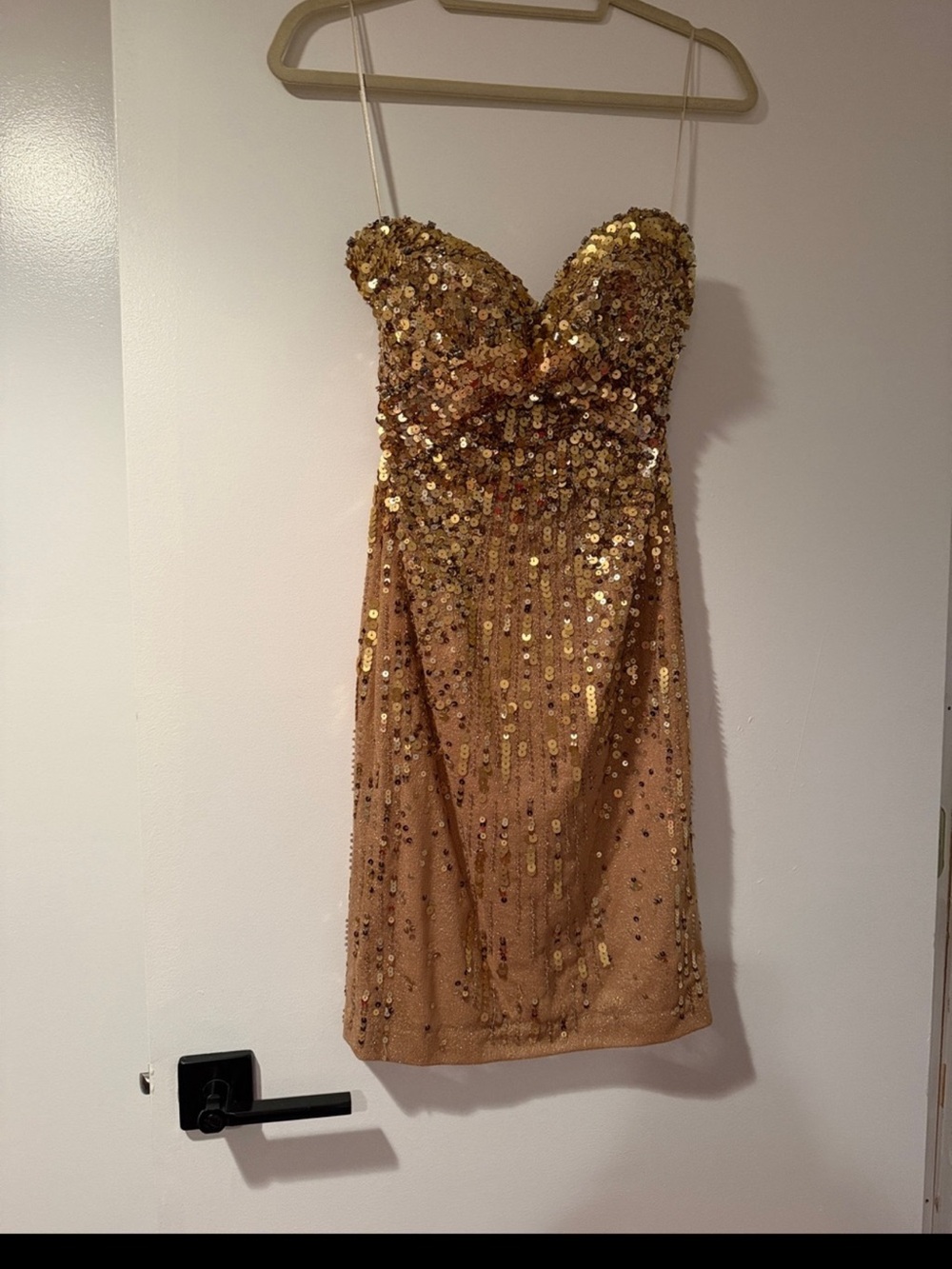 Strapless Gold Sequin Cocktail Dress